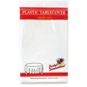 TableCloth Plastic Disposable Round White 84''
