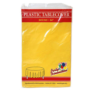 TableCloth Plastic Disposable Round Sunshine Yellow 84''