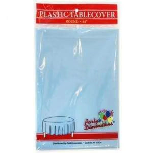 TableCloth Plastic Disposable Round Light Blue 84''