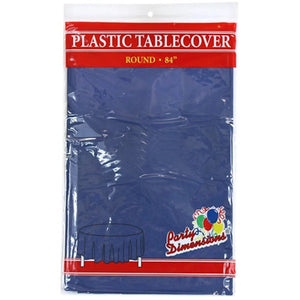 TableCloth Plastic Disposable Round Blue 84''