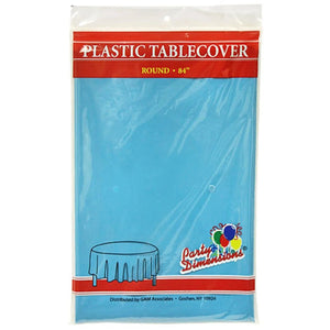 TableCloth Plastic Disposable Round Island Blue 84''