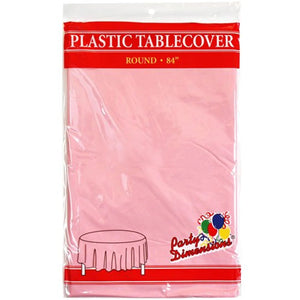 TableCloth Plastic Disposable Round Pink 84''