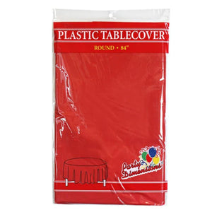 TableCloth Plastic Disposable Round Red 84''