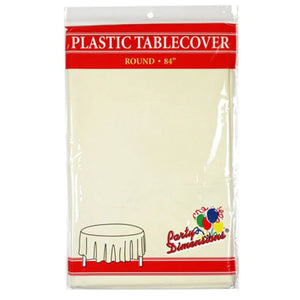 TableCloth Plastic Disposable Round Ivory 84''