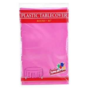 TableCloth Plastic Disposable Round Hot Pink 84''