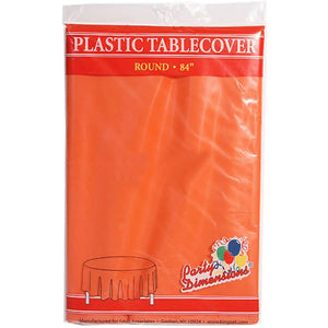 TableCloth Plastic Disposable Round Orange 84''