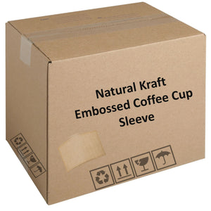 *WHOLESALE* 10–20 oz. Natural Kraft Embossed Coffee Cup Sleeve – Eco-Friendly, Heat-Resistant, Recyclable