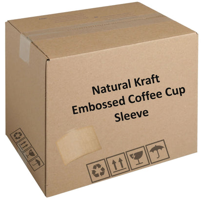 *WHOLESALE* 10–20 oz. Natural Kraft Embossed Coffee Cup Sleeve – Eco-Friendly, Heat-Resistant, Recyclable