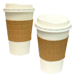 *WHOLESALE* 10–20 oz. Natural Kraft Embossed Coffee Cup Sleeve – Eco-Friendly, Heat-Resistant, Recyclable