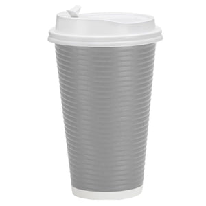 Paper Cup Ripple Hot Cold Silver with lid 16 oz