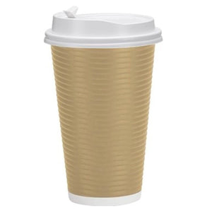 Paper Cup Tan Hot Cold with lid 16 oz