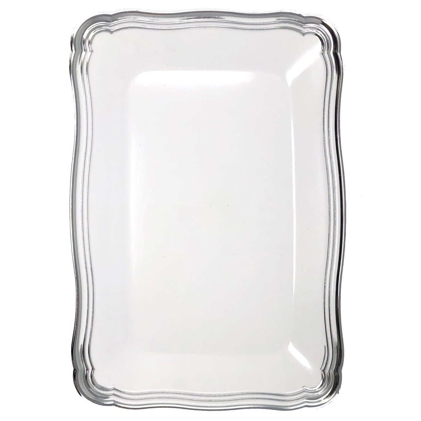 Aristocrat Collection 13” x 9” White & Silver Rectangle Serving Trays Serverware Decorline 2 Pieces