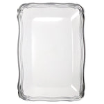 Aristocrat Collection 13” x 9” White & Silver Rectangle Serving Trays Serverware Decorline 2 Pieces