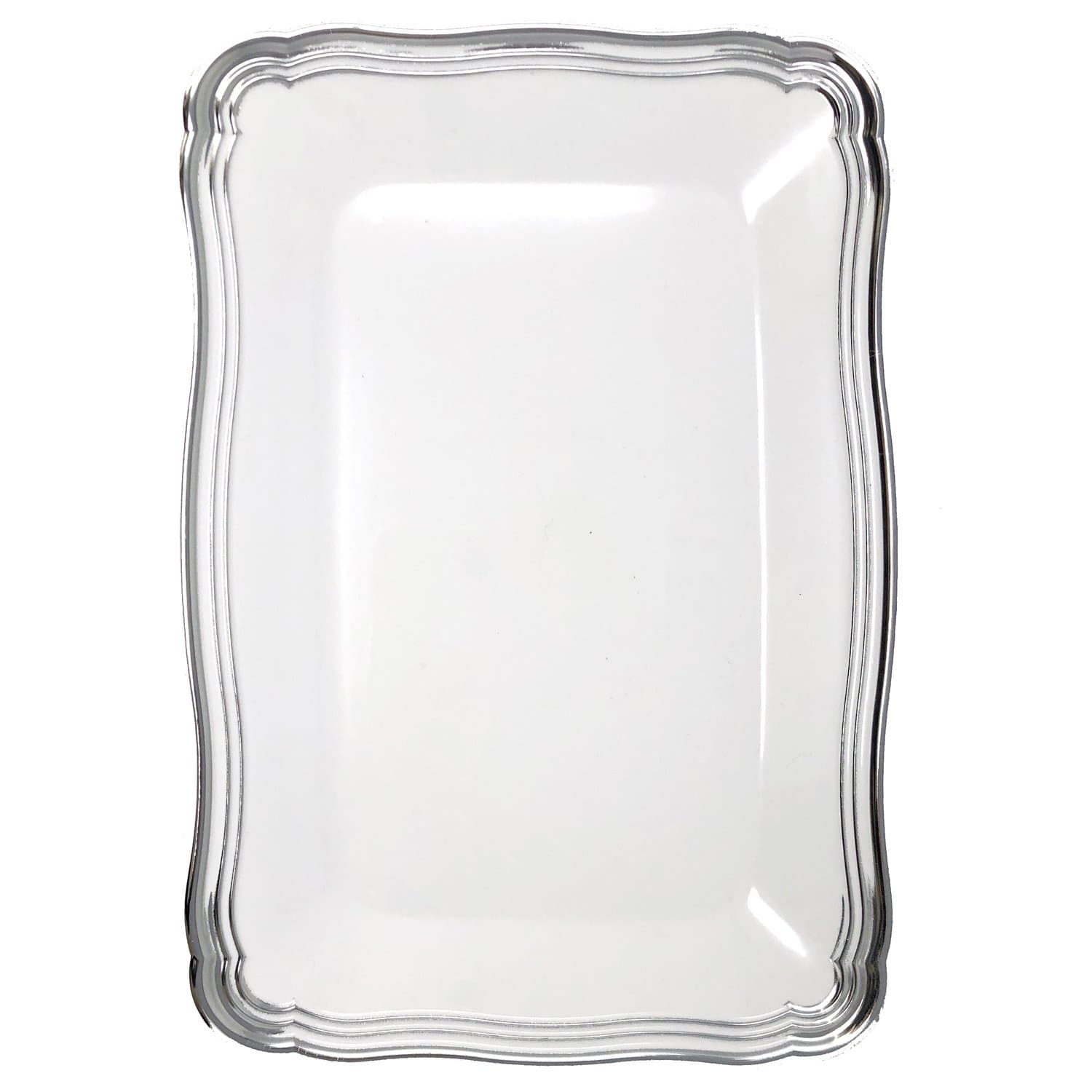 Aristocrat Collection 13” x 9” White & Silver Rectangle Serving Trays Serverware Decorline 2 Pieces