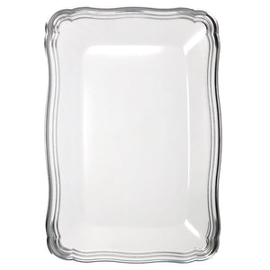 Aristocrat Collection 13” x 9” White & Silver Rectangle Serving Trays Serverware Decorline 2 Pieces