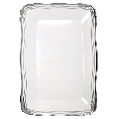 Aristocrat Collection 13” x 9” White & Silver Rectangle Serving Trays Serverware Decorline 2 Pieces