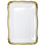 Aristocrat Collection 13” x 9” White & Gold Rectangle Serving Trays Serverware Decorline 2 Pieces