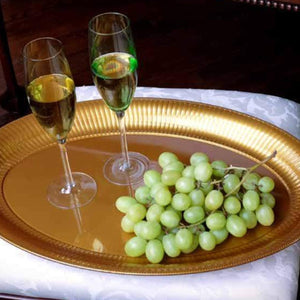 Gold Oval Heavy Weight Plastic Tray14" X 21''