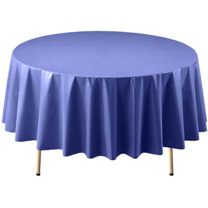 TableCloth Plastic Disposable Round Blue 84''