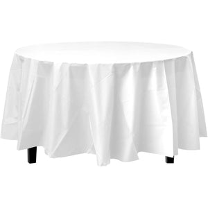 TableCloth Plastic Disposable Round White 84''