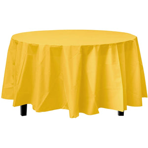 TableCloth Plastic Disposable Round Sunshine Yellow 84''