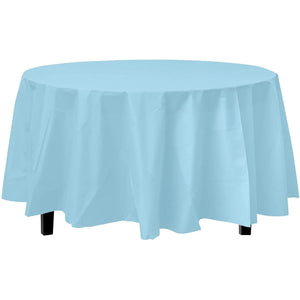 TableCloth Plastic Disposable Round Light Blue 84''