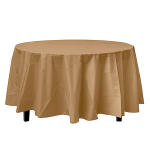 TableCloth Plastic Disposable Round Gold 84''