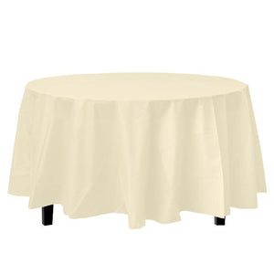 TableCloth Plastic Disposable Round Ivory 84''