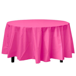 TableCloth Plastic Disposable Round Hot Pink 84''