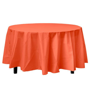TableCloth Plastic Disposable Round Orange 84''