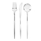 *BUY BULK* Orchid Collection Elegant  White & Silver Disposable Plastic Dinner Tableware COMBO Set