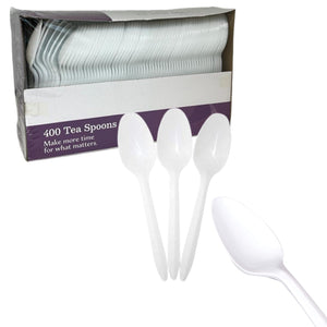 *BUY BULK* Plastic Cutlery Teaspoons Medium Weight Disposable White
