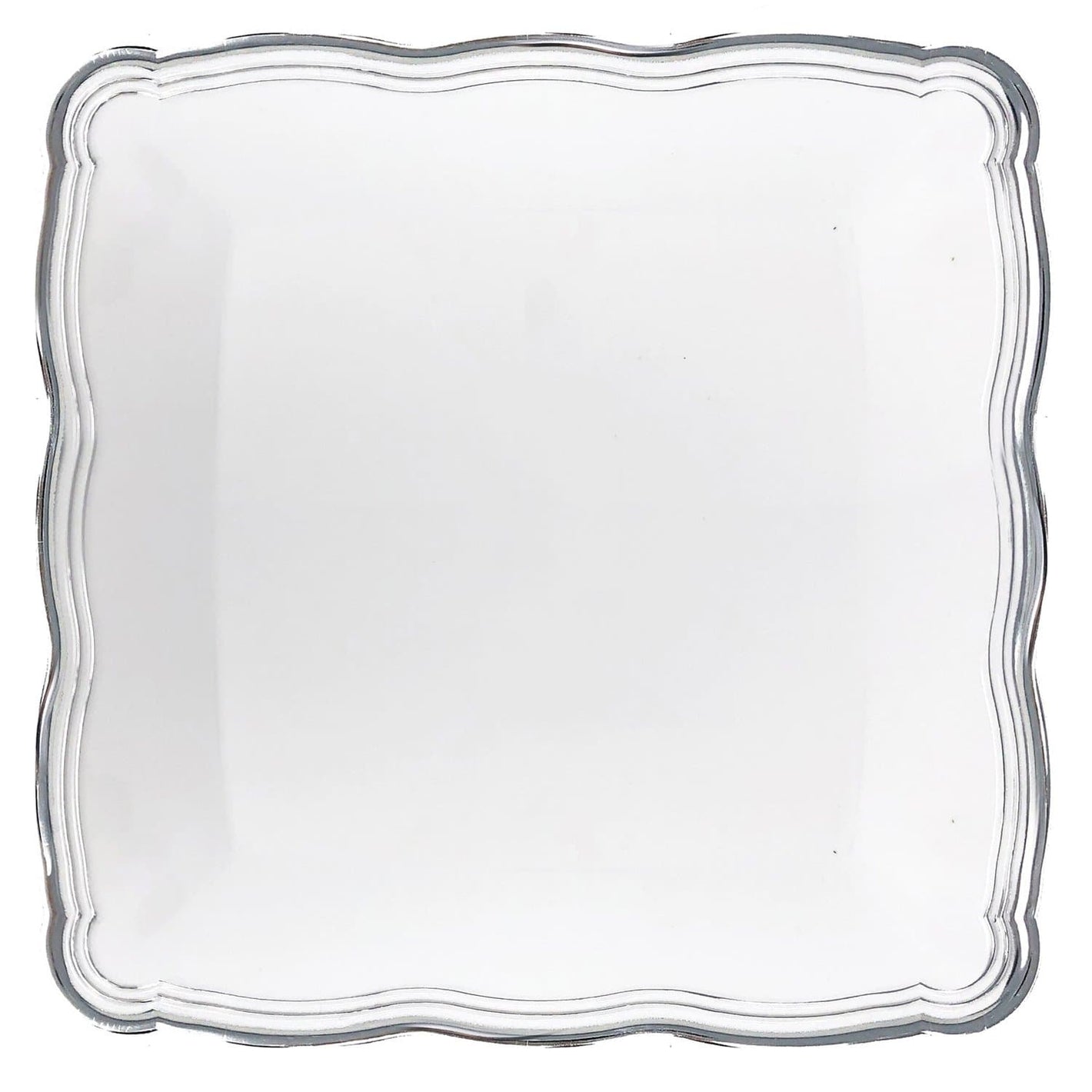 Aristocrat Collection 12” x 12” White & Silver Square Serving Trays Serverware Decorline 2 Pieces