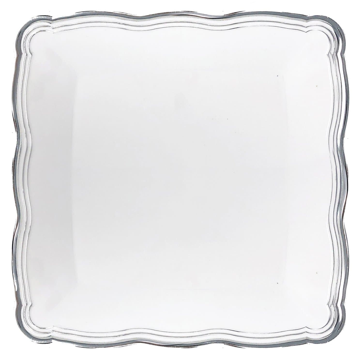 Aristocrat Collection 12” x 12” White & Silver Square Serving Trays Serverware Decorline 2 Pieces