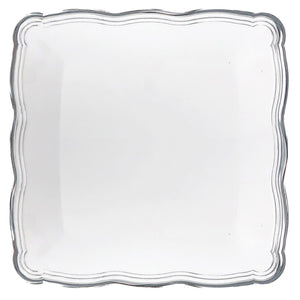 Aristocrat Collection 12” x 12” White & Silver Square Serving Trays Serverware Decorline 2 Pieces