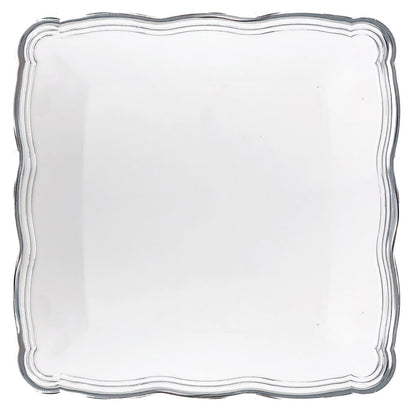 Aristocrat Collection 12” x 12” White & Silver Square Serving Trays Serverware Decorline 2 Pieces