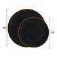 *BUY BULK* Organic Collection  Black & Gold Rim Disposable Plastic Dinner Tableware COMBO Set