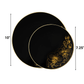 *BUY BULK* Orchid Collection  Black & Gold Disposable Plastic Dinner Tableware COMBO Set