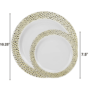 *BUY BULK* PEBBLED Collections Gold Disposable Plastic Dinner Tableware COMBO Set