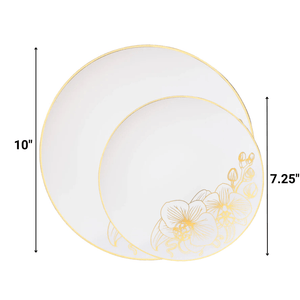 *BUY BULK* Orchid Collection Dinner Plate White & Gold Tableware Package