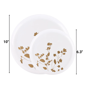*BUY BULK* Garden Collection White and Gold Round Disposable Plastic Dinner Tableware COMBO Set
