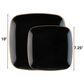 *BUY BULK* Orchid Collection Black and Gold Rim Square Disposable Plastic Dinner Tableware COMBO Set