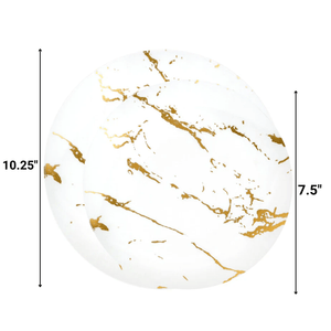 *BUY BULK* Gold Stroke White s Disposable Plastic Dinner Tableware COMBO Set