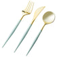 *BUY BULK* Orchid Collection Turquoise & Gold Disposable Plastic Dinner Tableware COMBO Set