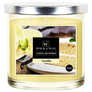 Vanilla Scented Jar Candle (3Wick) 14oz