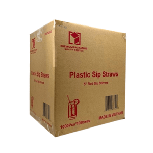 *WHOLESALE* 5" Disposable Red Plastic Heavy Duty Sip Stirrers - Coffee Stirrer Straws | 1000 ct.