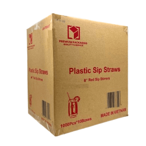 *WHOLESALE* 8" Disposable Red Plastic Heavy Duty Sip Stirrers - Coffee Stirrer Straws | 1000, ct.