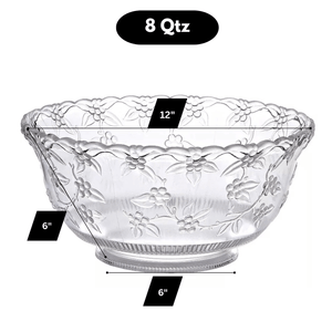 8 Quart Clear Premium Xtra Heavy Weight Punch Bowl