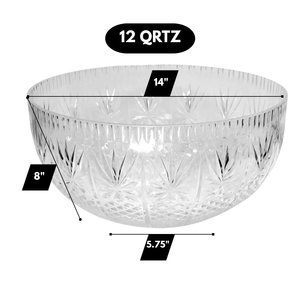 12 Quart Premium EXTRA Heavy Weight Plastic CRYSTAL Clear Punch Bowl