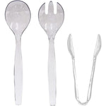 Plastic Serving Utensils, Heavy Duty Clear Disposable Utensils, 3 Each in One Set, 18 Pieces Serverware Vezee 18 Piece